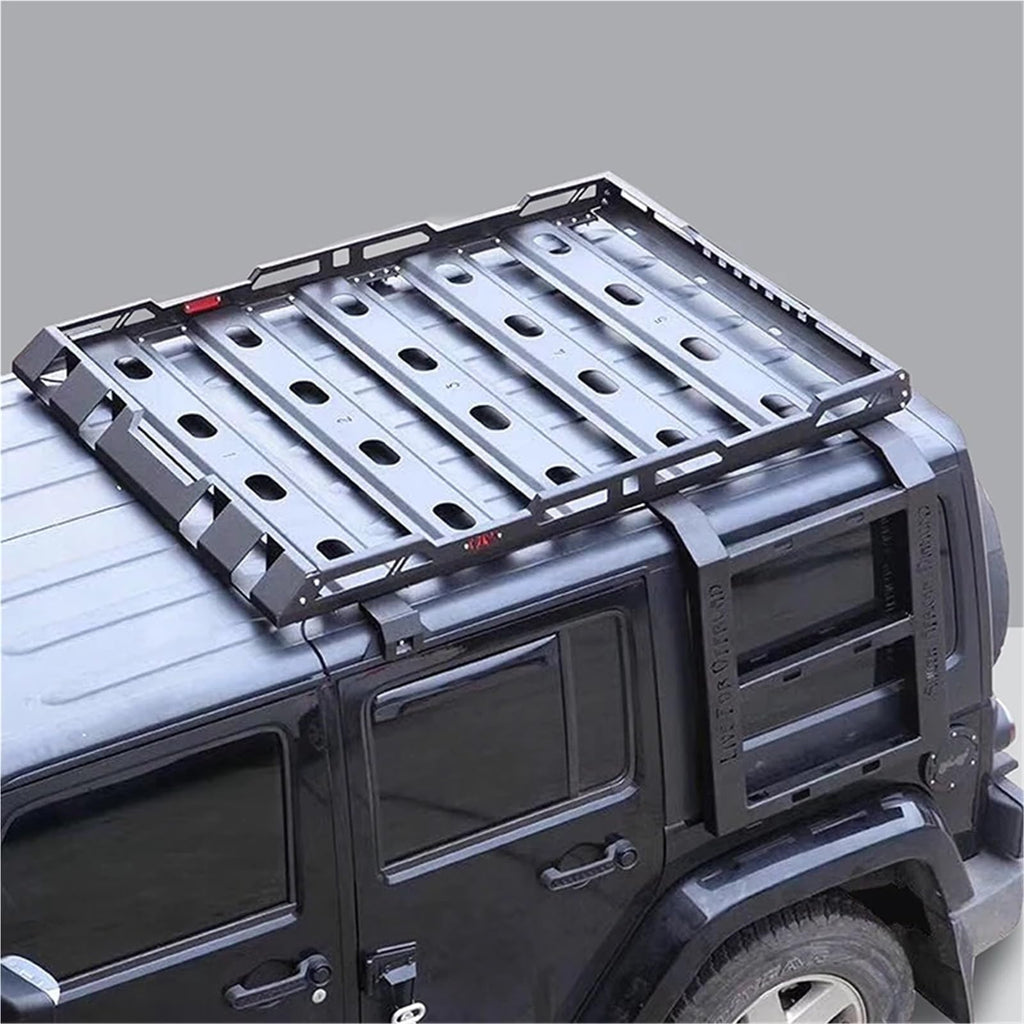 2/4 Door Steel Roof Rack W/LED Light Luggage Rack with Climbing Ladder Mount Cargo Basket Compatible for Wrangler JK JL BJ40