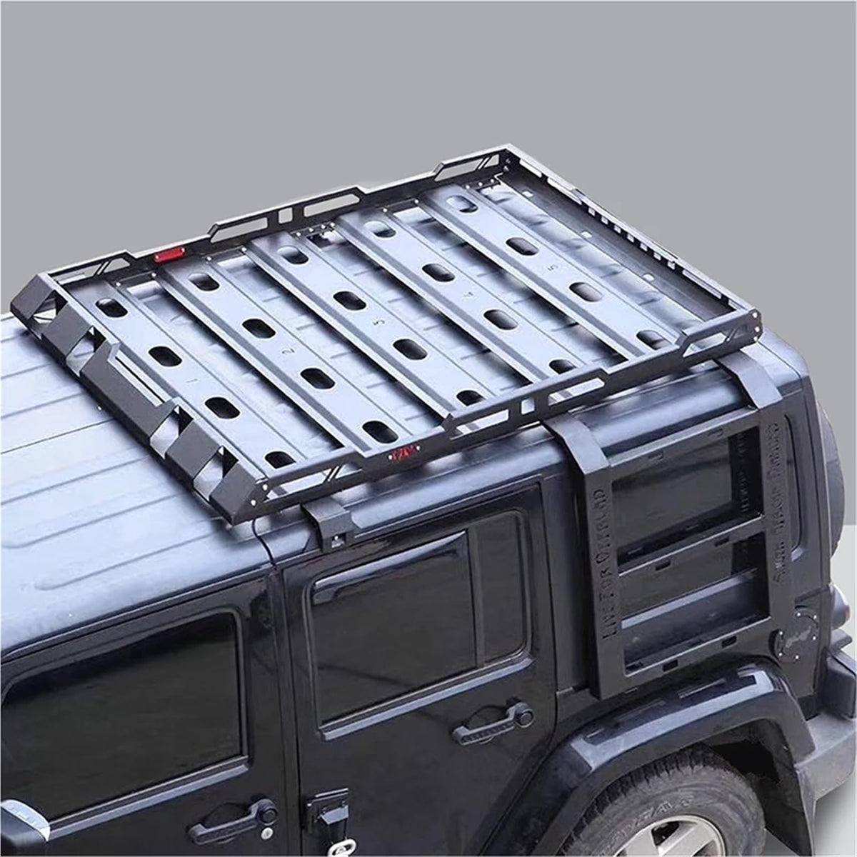 2/4 Door Steel Roof Rack W/LED Light Luggage Rack with Climbing Ladder Mount Cargo Basket Compatible for Wrangler JK JL BJ40