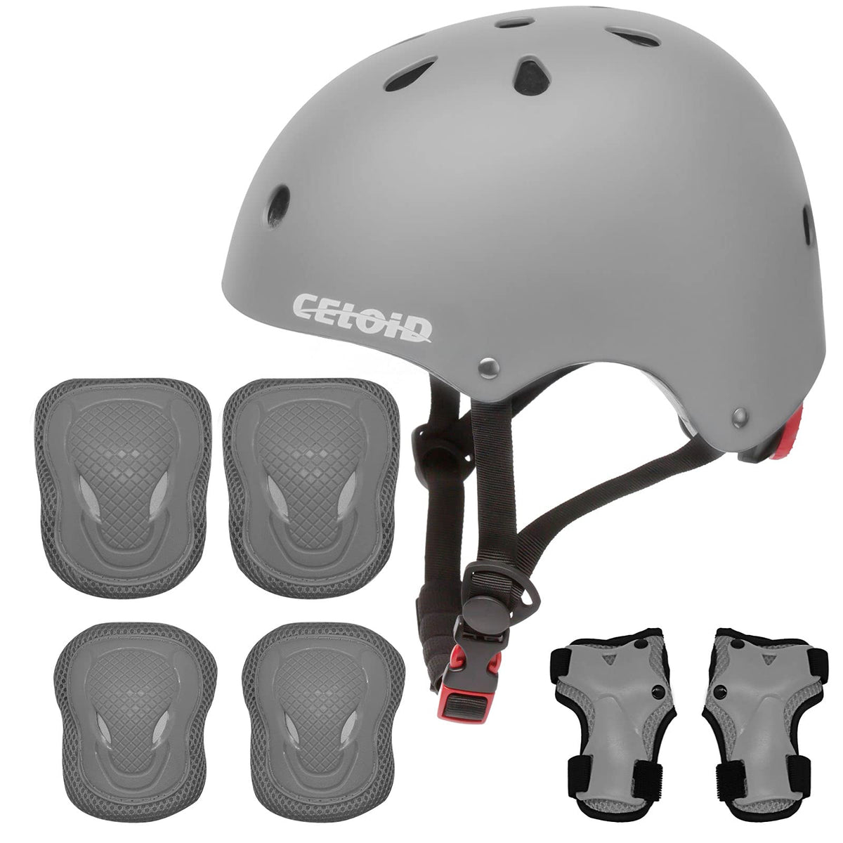 CELOID Kids Bike Skateboard Helmet Pad Set,Toddler Cyling Protective Gear Knee & Elbow Pads Wrist Guards for 5-8-10-12-14-16 Years Girls Boys Bicycle Scooter Roller Skate Inline Skating Rollerblading