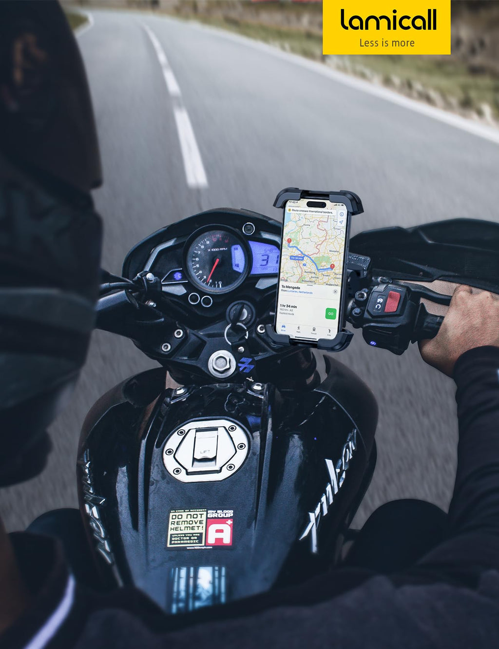 Lamicall Motorcycle Phone Mount with Vibration Dampener for 4.7-6.8" Phones