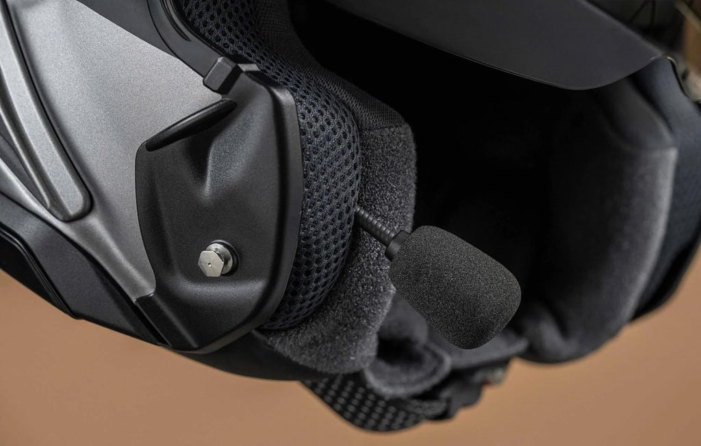 The Helmet Shop Combo Neotec 3 Modular Graphic Helmet with SRL3 Bluetooth Headset. SRL3 Headset Comes pre-Installed and Tested.