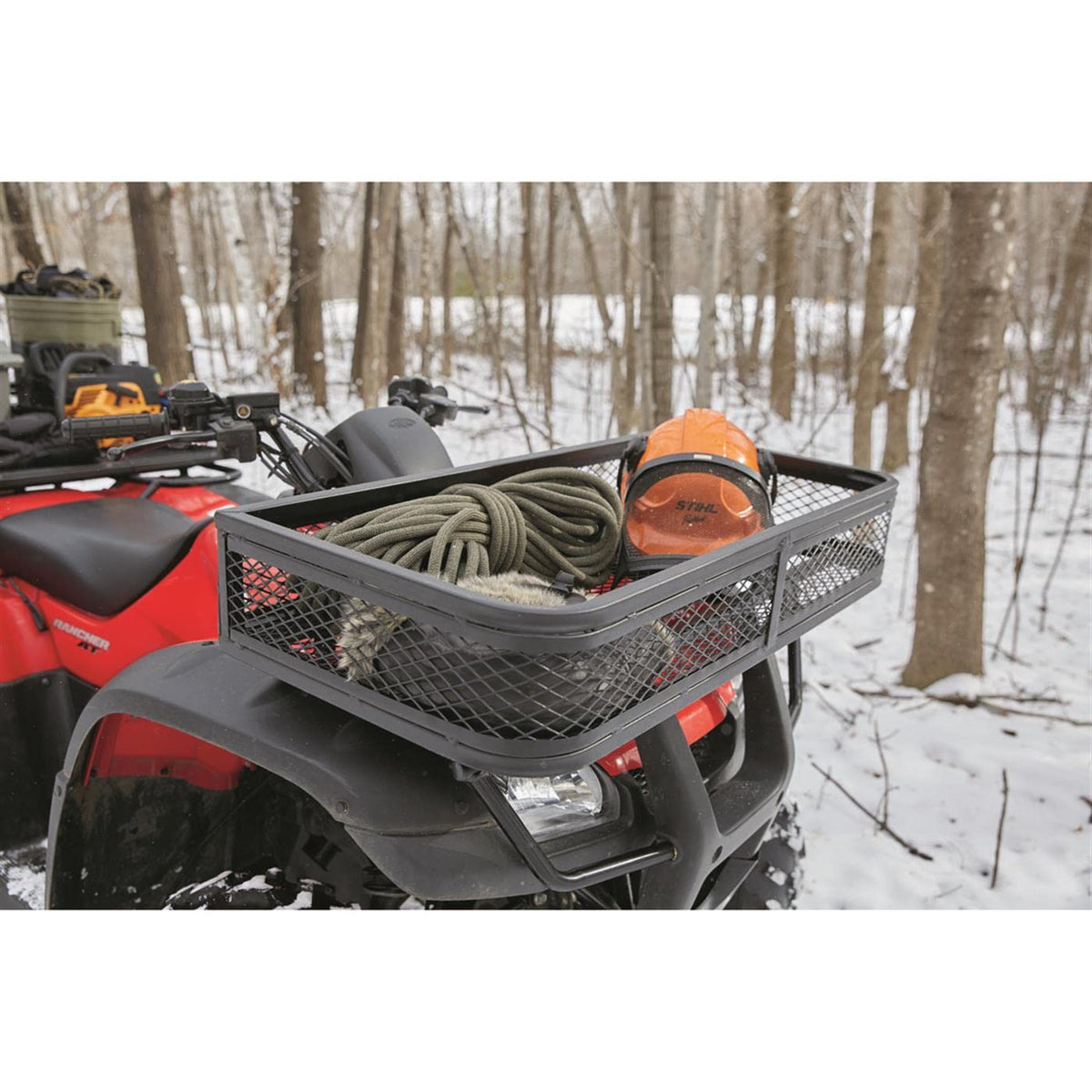Guide Gear Universal ATV Front and Rear Cargo Basket Set, Luggage Carrier Racks, Heavy-Duty Steel Mesh, 2 Piece