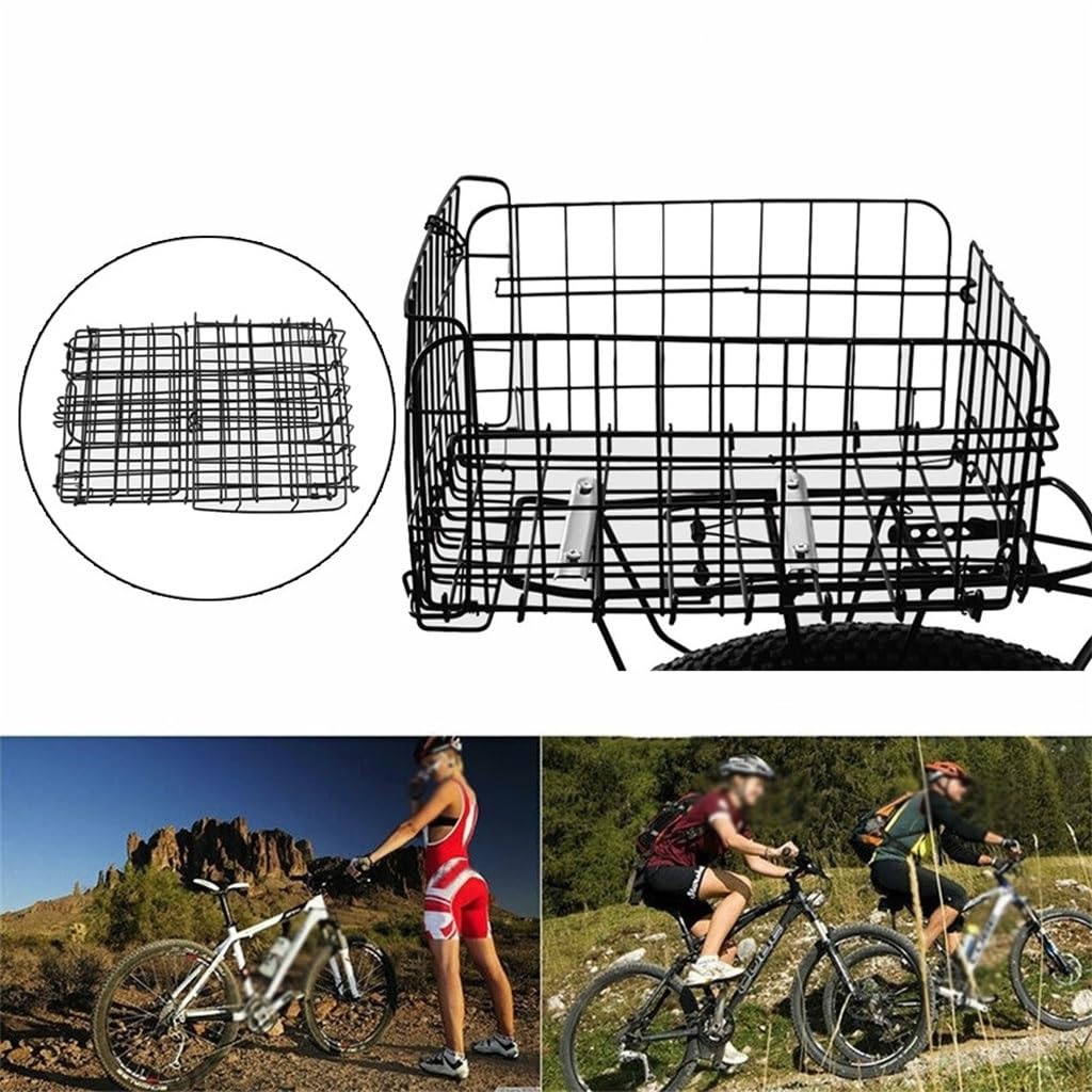 FRTHLK Bike Basket Bag Stainless Steel Foldable Rear Back Folding Large Capacity