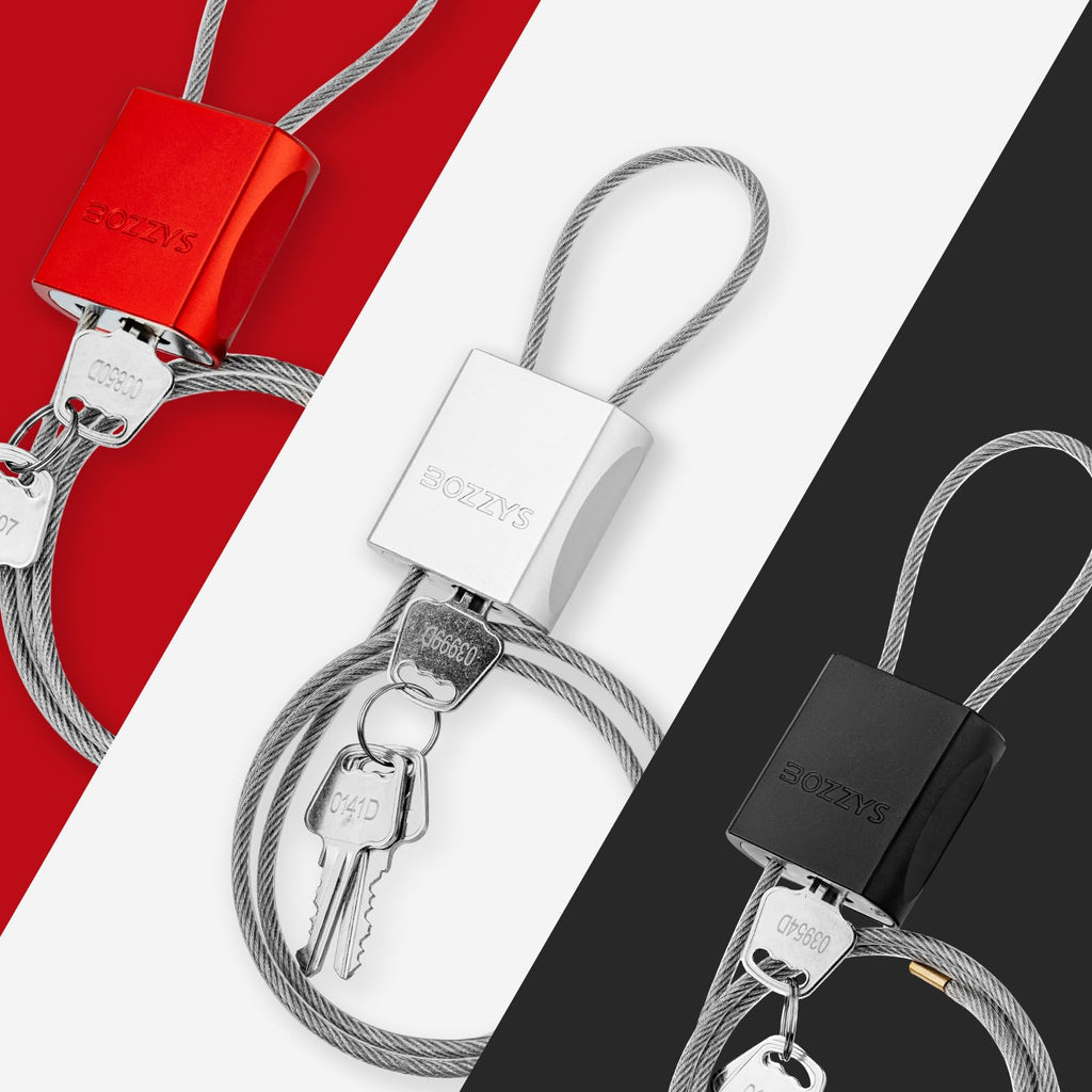 BOZZYS Cable Lock with 3 Keys | Adjustable Steel Cable Lock | Aluminum Locks for Bikes, Gate, Lockers & Outdoor Gear