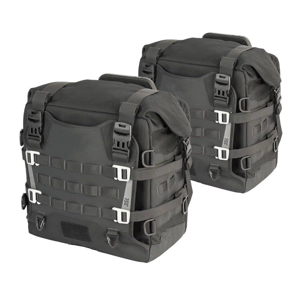Motorcycle Tail Bag Backseat Motorcycle Saddlebag Side Bag Waterproof 35L Release with Support Plate Molle Anti- Case 2 Unit Universal Accessories