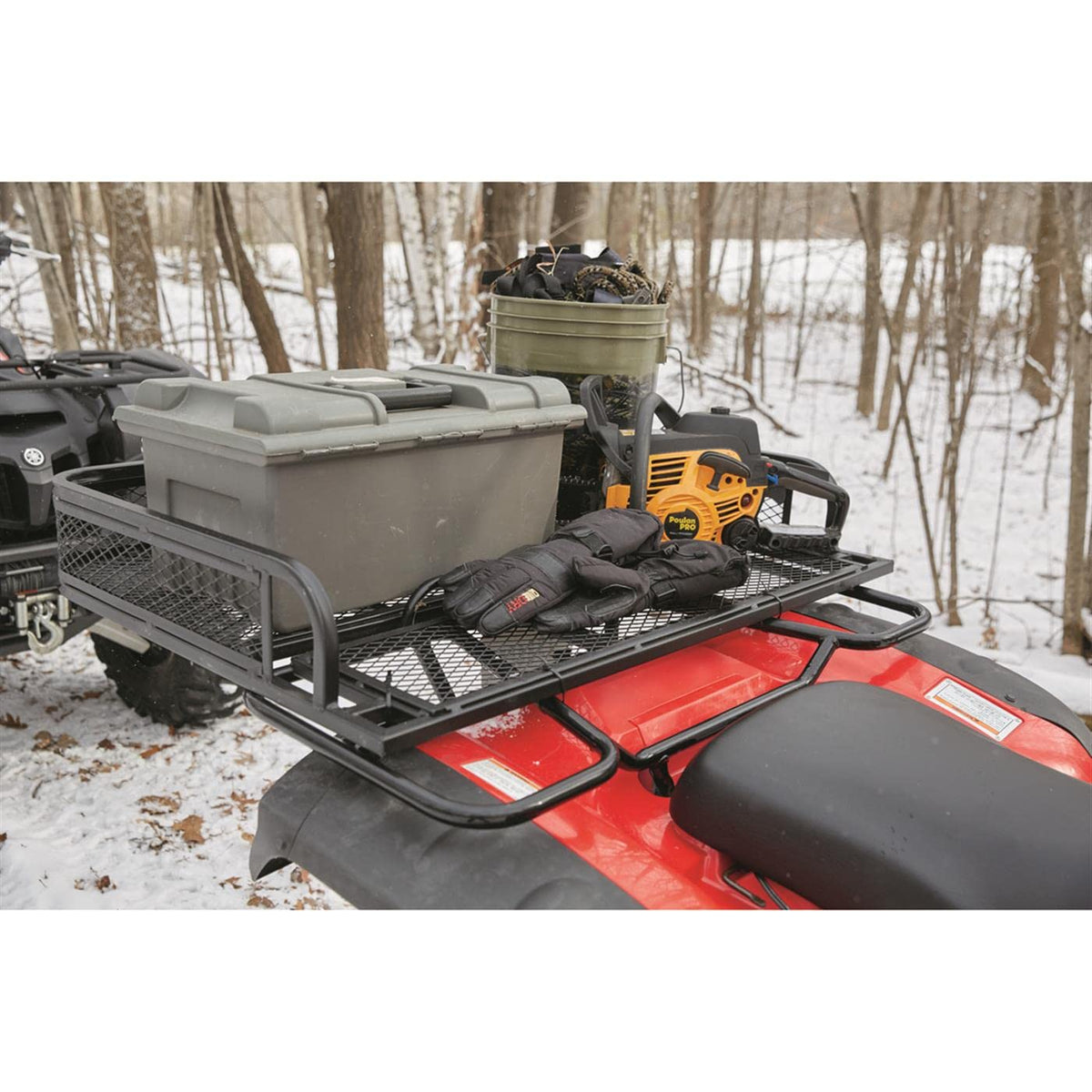 Guide Gear Universal ATV Front and Rear Cargo Basket Set, Luggage Carrier Racks, Heavy-Duty Steel Mesh, 2 Piece
