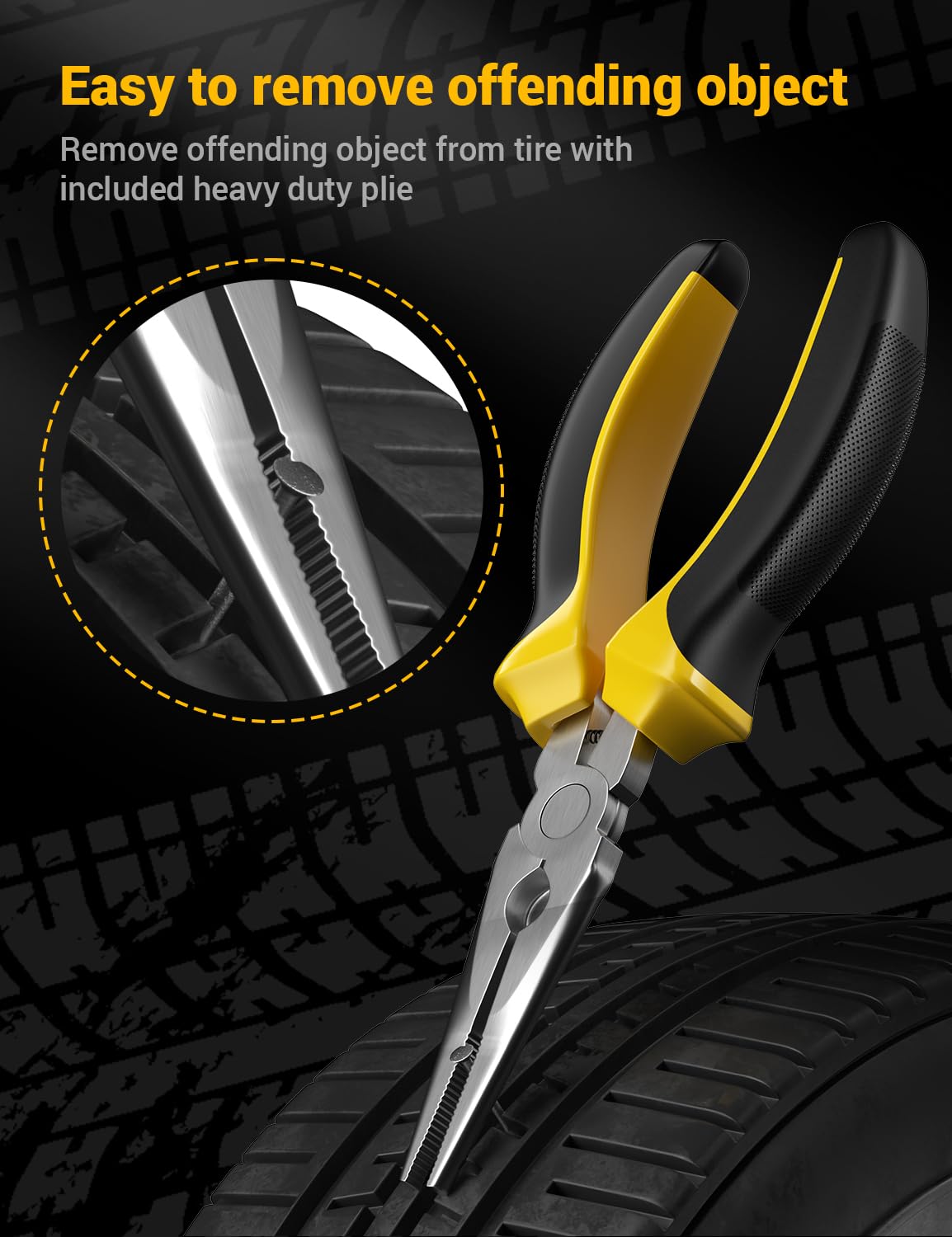 AUTOWN Flat Tire Repair Kit with Air Compressor, Professional Tire Plug Kit