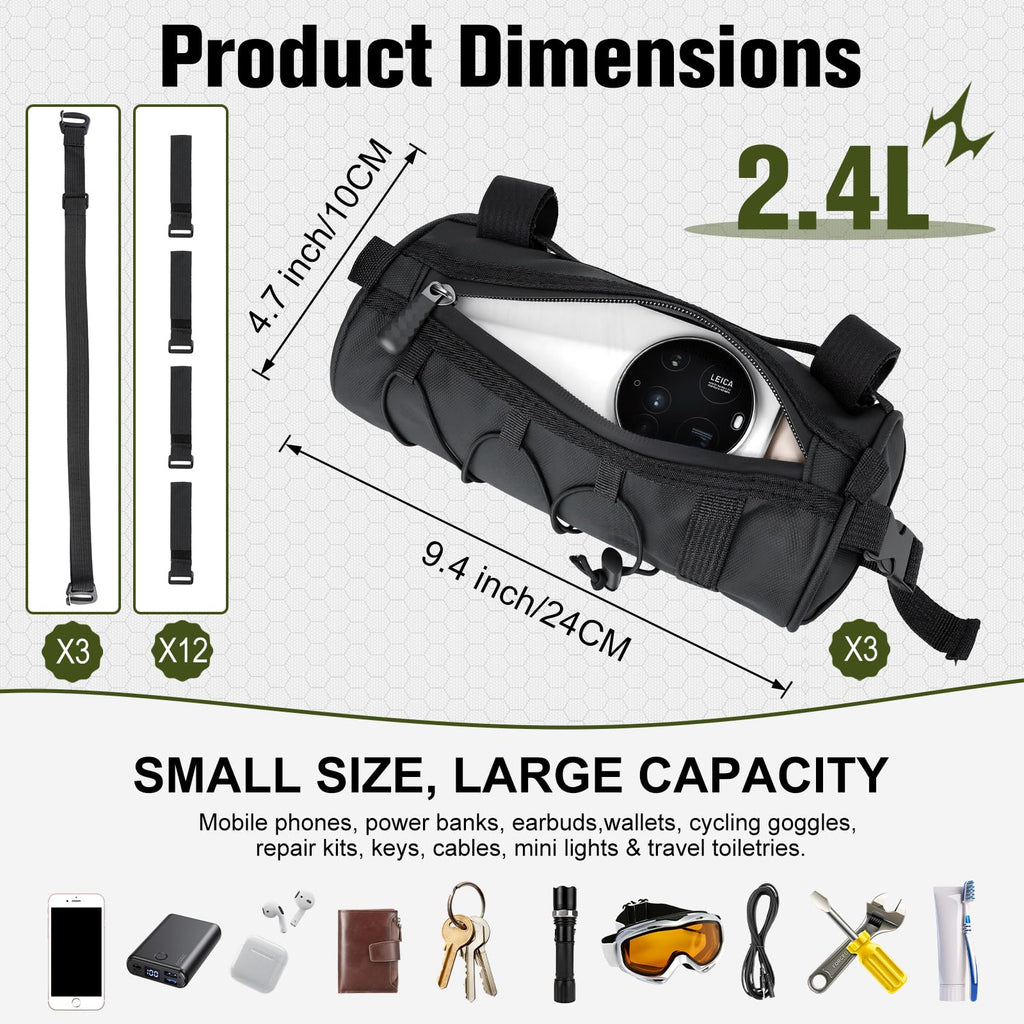KVEKVE 3 Pack Bicycle Handlebar Bag, Front Storage Bag for Mountain Bike