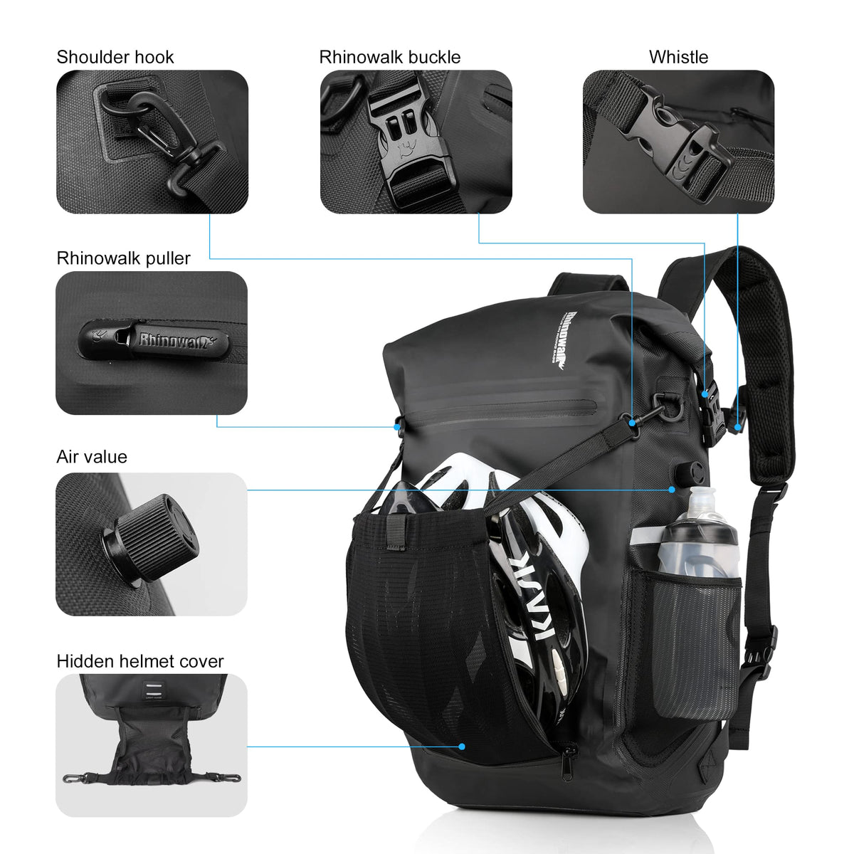Rhinowalk Bike Pannier Bag Waterproof 22L Bicycle Rear Rack Trunk Bag for Cycling Bicycling Traveling Riding