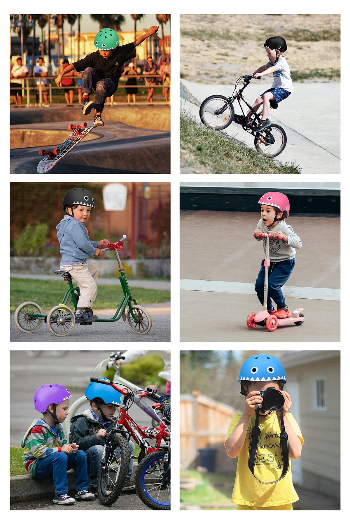 XJD Kids Bike Helmet Set for 3-5-8-14 Years, Knee Elbow Pads Wrist Guards