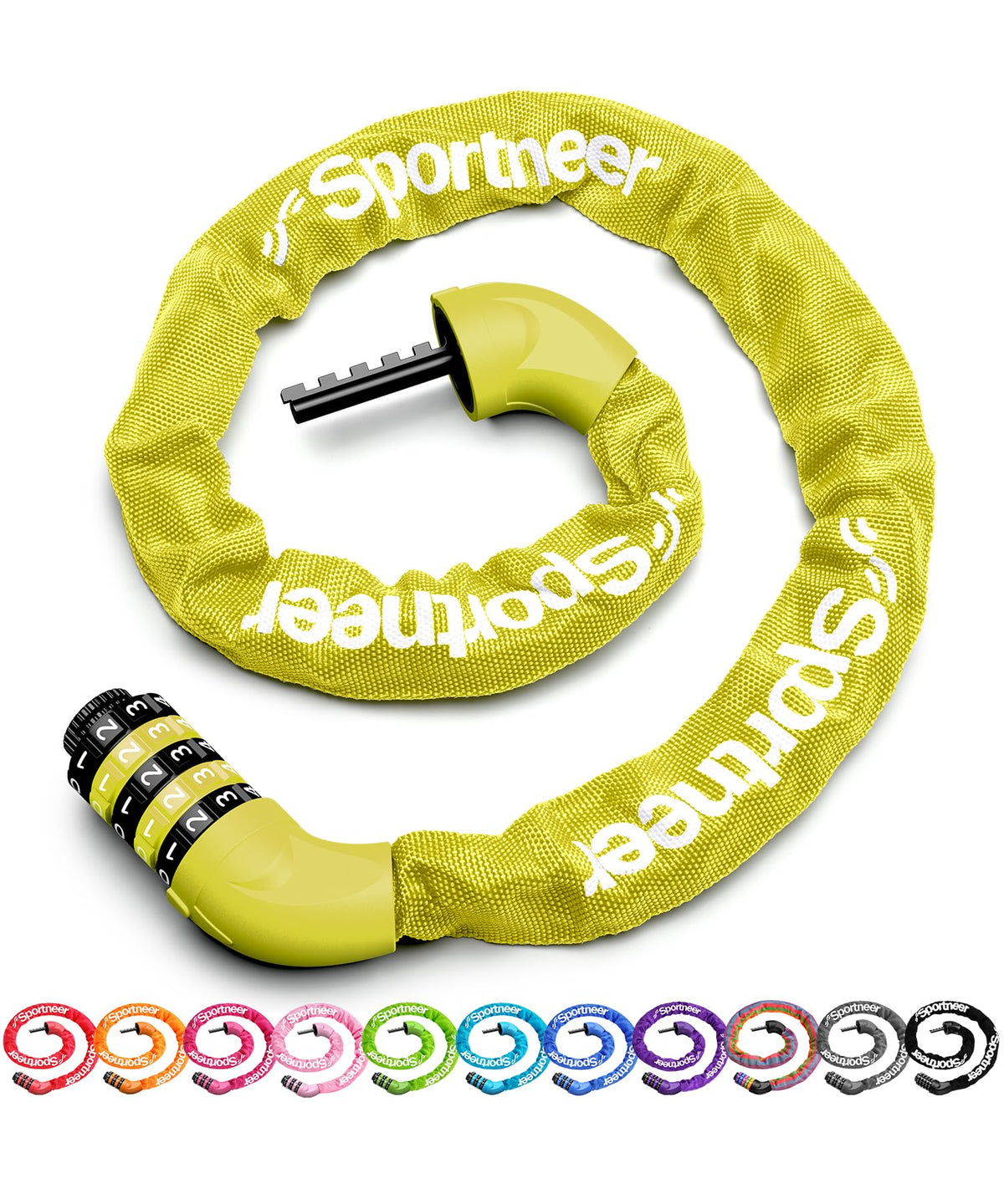 Sportneer Bike Lock: 5 Digit Combination High Security Anti Theft Bike Chain Lock - 3.2/3.6/4ft Heavy Duty Keyless Bicycle Lock for Bike, Motorcycle, Scooter, Door & Gate - 4/6mm Thick, Easy to Use