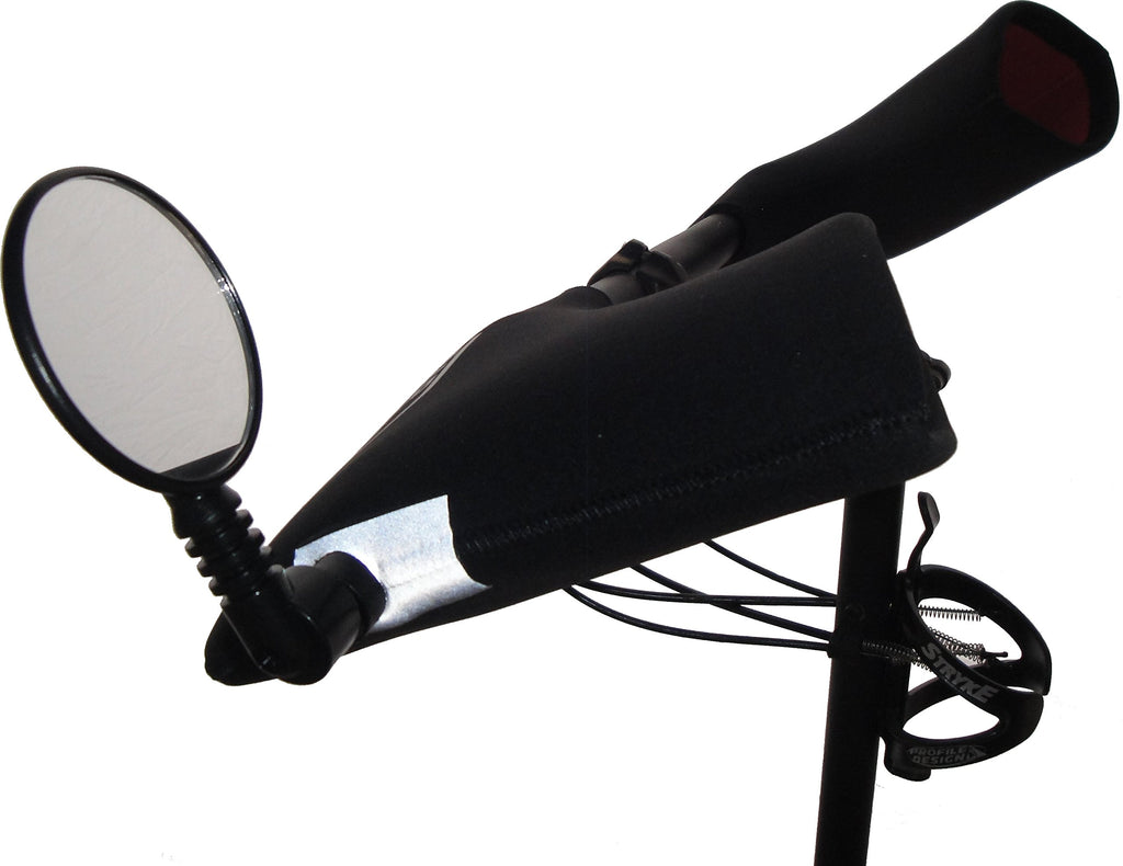 Bar Mitts Cold Weather Mountain/Commuter Bike Neoprene Handlebar Mittens, Single Bar End Opening, Small/Medium, Black