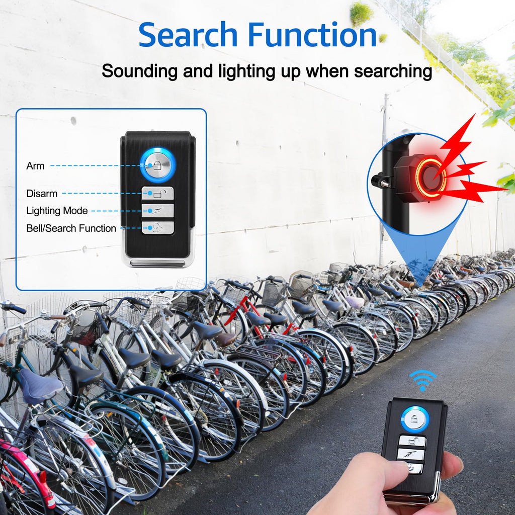 Nineleaf Bike Alarm with Tail Light, USB Rechargeable Bike Alarm with Remote,Anti-Theft EbikeTail Light, 7-Level Sensitivity, IP65 Waterproof, for Bicycles, Ebikes, Scooters(50PK