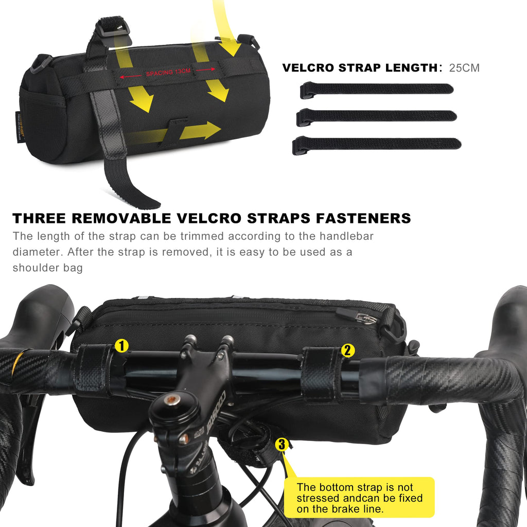 Rhinowalk Bike Handlebar Bag, Bicycle Front Bag Frame Storage Roll Bag Mountain Road Bikes Commuter Shoulder Bag Professional Cycling Accessories