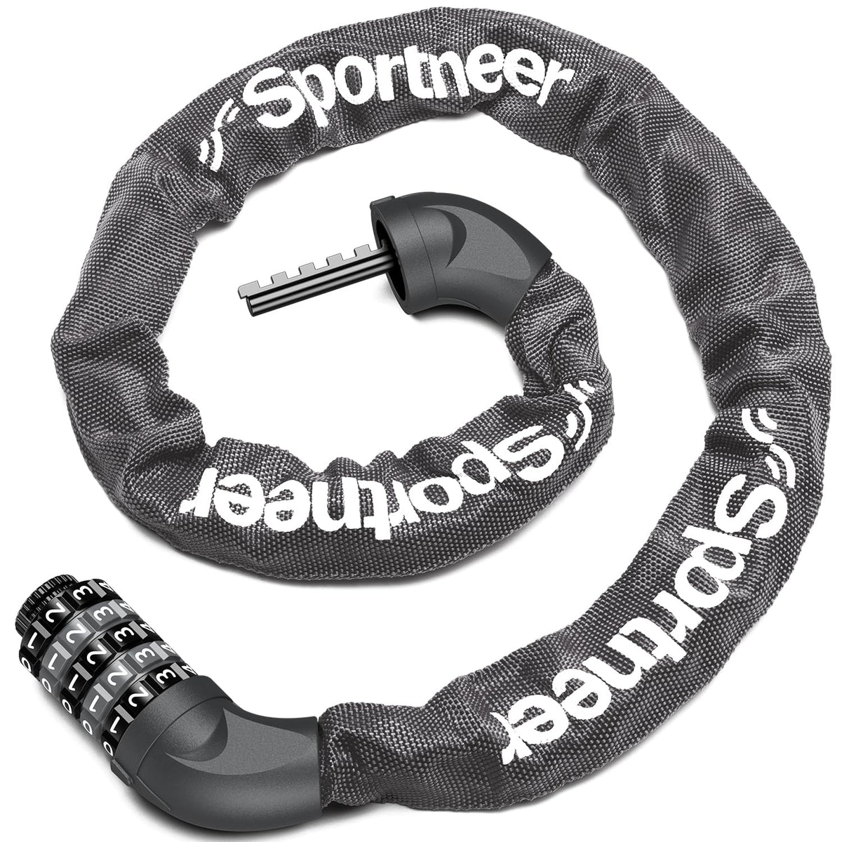 Sportneer Bike Lock: 5 Digit Combination High Security Anti Theft Bike Chain Lock - 3.2/3.6/4ft Heavy Duty Keyless Bicycle Lock for Bike, Motorcycle, Scooter, Door & Gate - 4/6mm Thick, Easy to Use