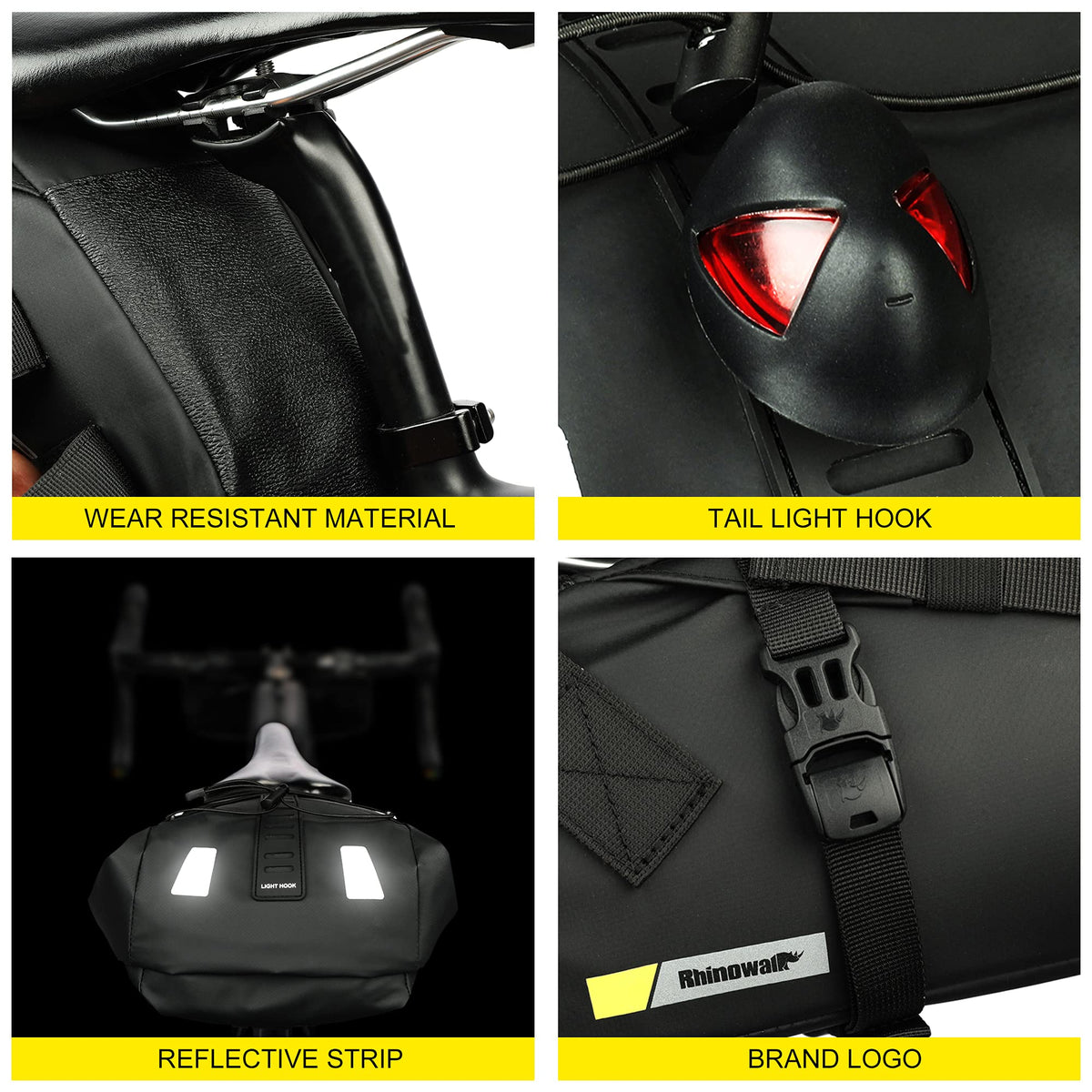 Rhinowalk Bike Saddle Bag 10/13L Waterproof Bicycle Under Seat Bag Cycling Storage Bag for Mountain Road Bike