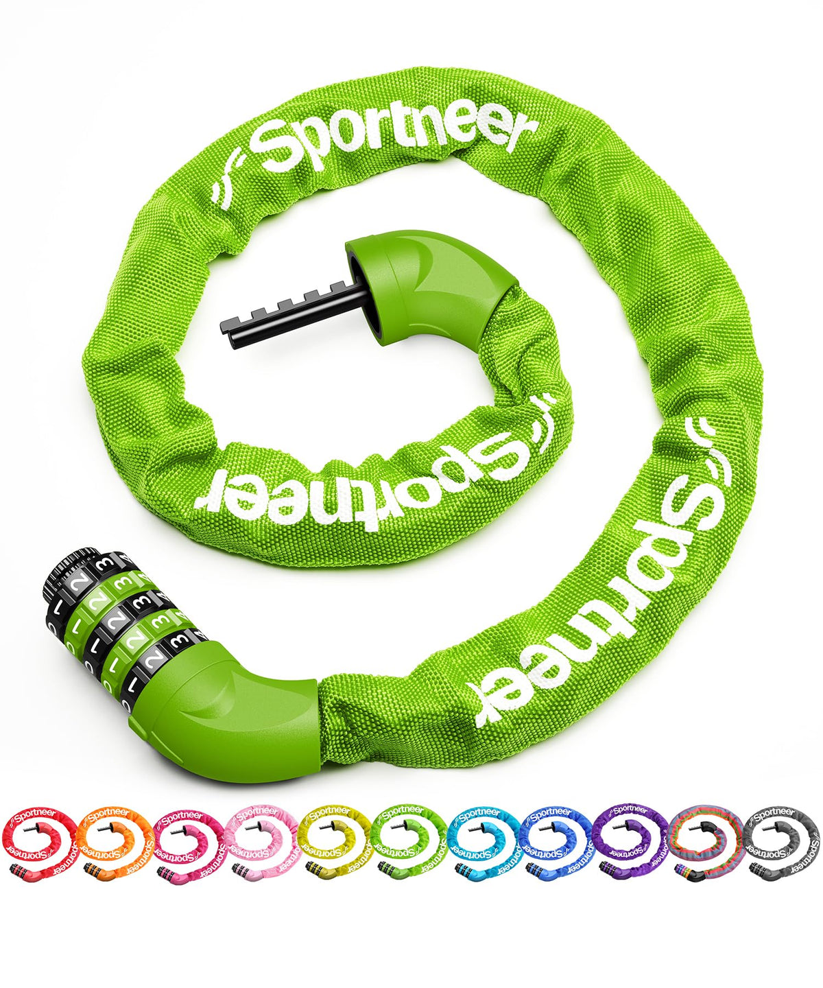 Sportneer Bike Lock: 5 Digit Combination High Security Anti Theft Bike Chain Lock - 3.2/3.6/4ft Heavy Duty Keyless Bicycle Lock for Bike, Motorcycle, Scooter, Door & Gate - 4/6mm Thick, Easy to Use