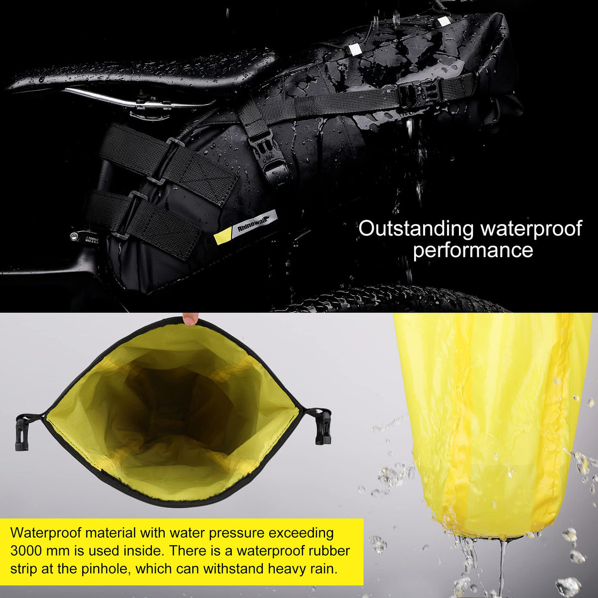 Rhinowalk Bike Saddle Bag 10/13L Waterproof Bicycle Under Seat Bag Cycling Storage Bag for Mountain Road Bike