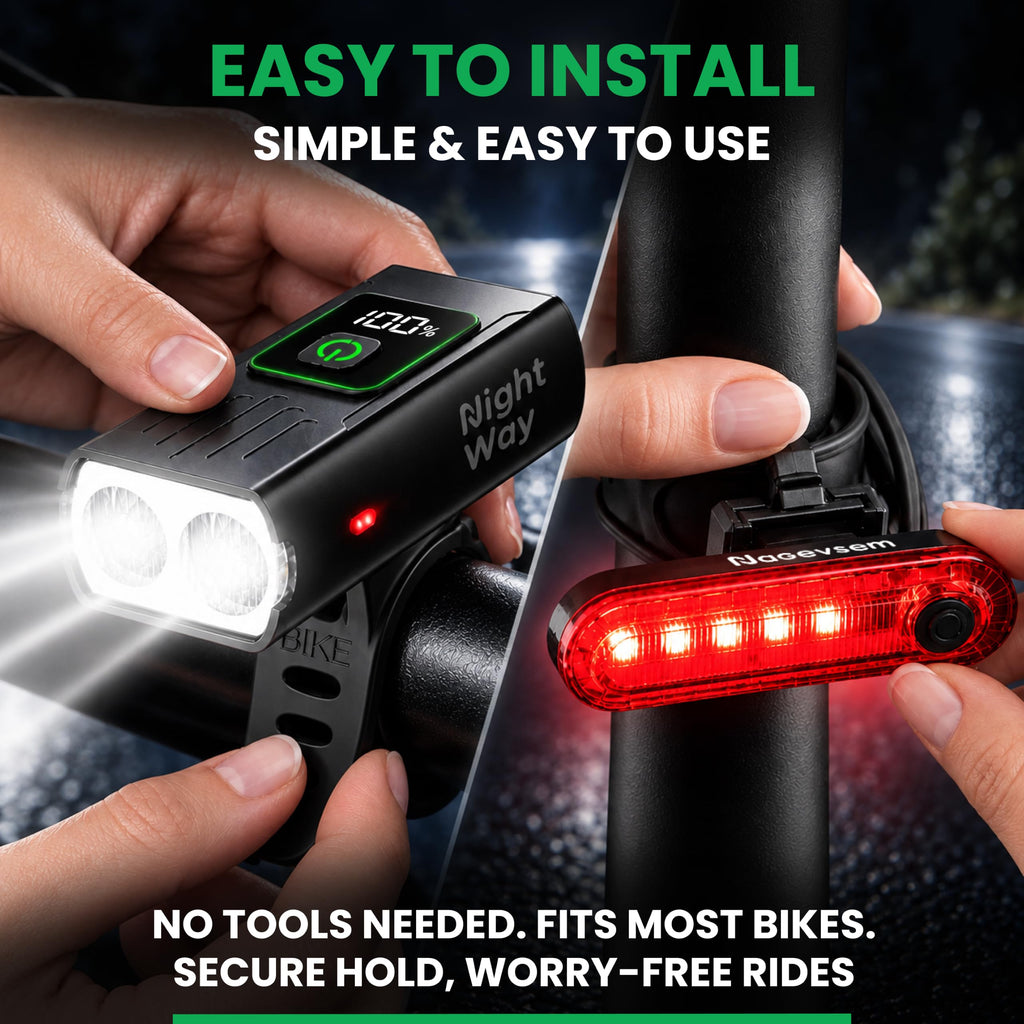Bike Lights Front and Back for Night Riding, Rechargeable Bicycle Light Set