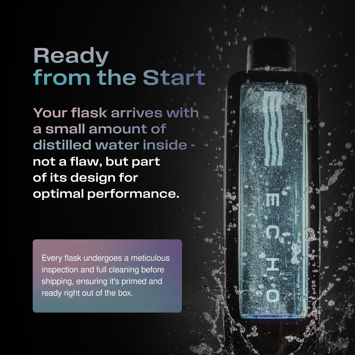 Echo Flask Hydrogen Water Bottle - Active Hydration Solution with Water Intake Tracking & LCD Touch Screen - Compact & Convenient - Transparent Hydrogen Flask - 12 oz