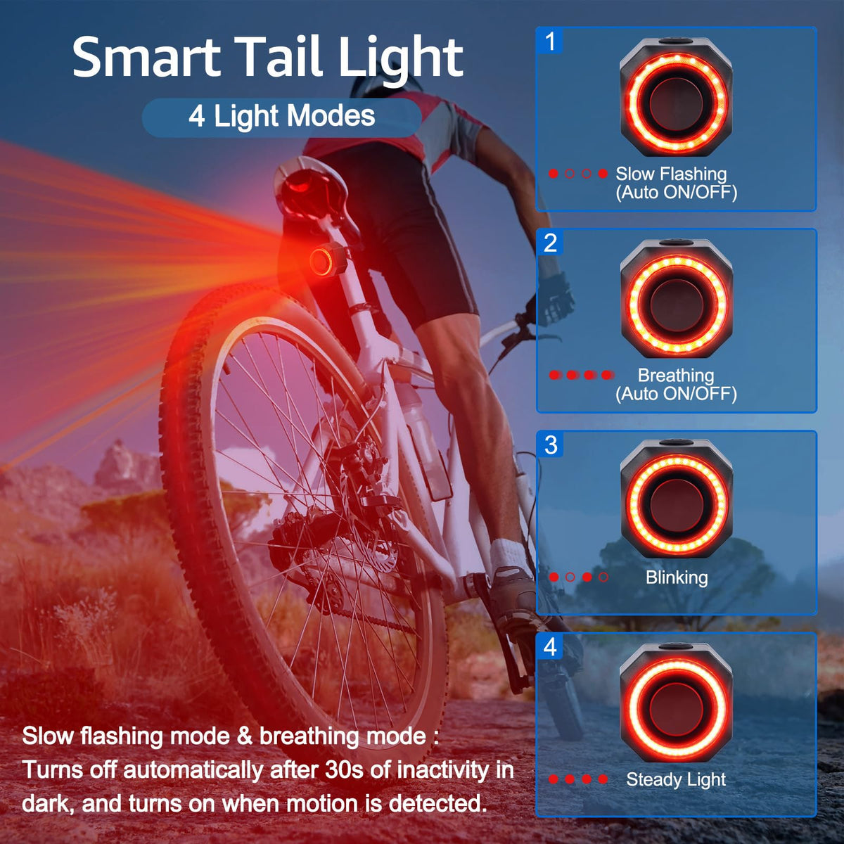 Nineleaf Bike Alarm with Tail Light, USB Rechargeable Bike Alarm with Remote,Anti-Theft EbikeTail Light, 7-Level Sensitivity, IP65 Waterproof, for Bicycles, Ebikes, Scooters(50PK