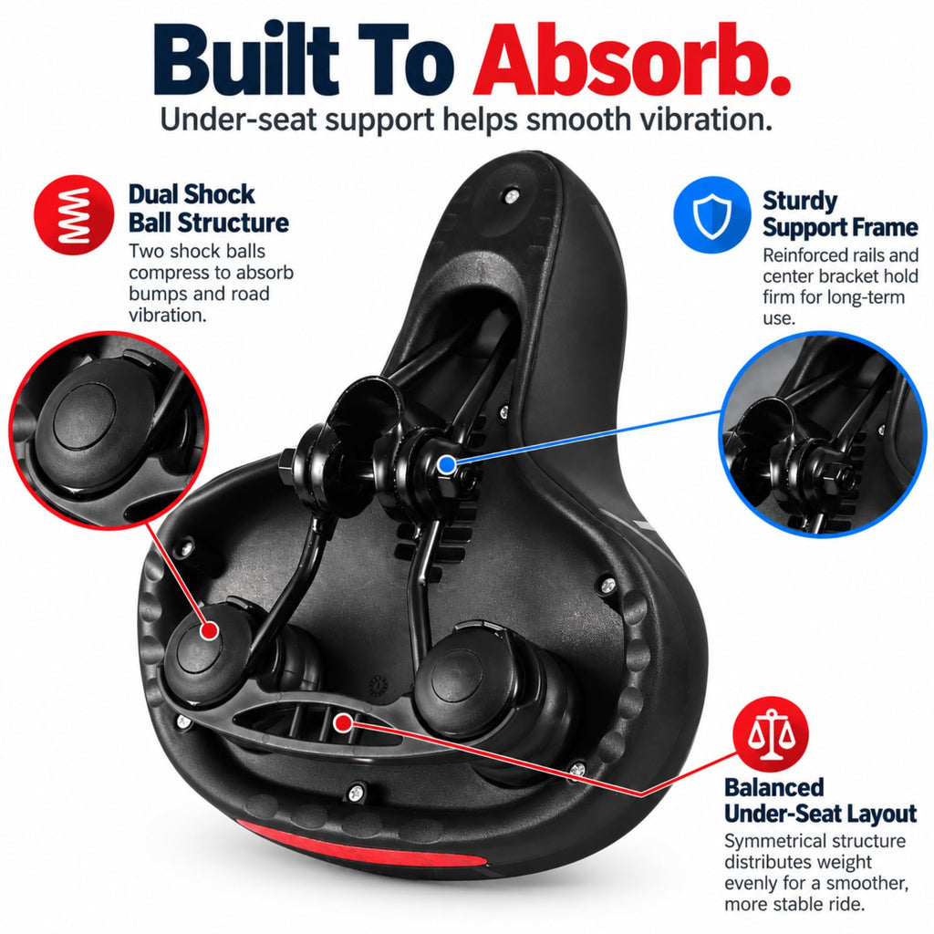 Avelori Bike Comfort Bundle – Premium Memory Foam Bicycle Saddle with Dual Spring Suspension & Ergonomic Lock-On Handlebar Grips – Universal Fit for MTB, Road, and Cruiser Bikes
