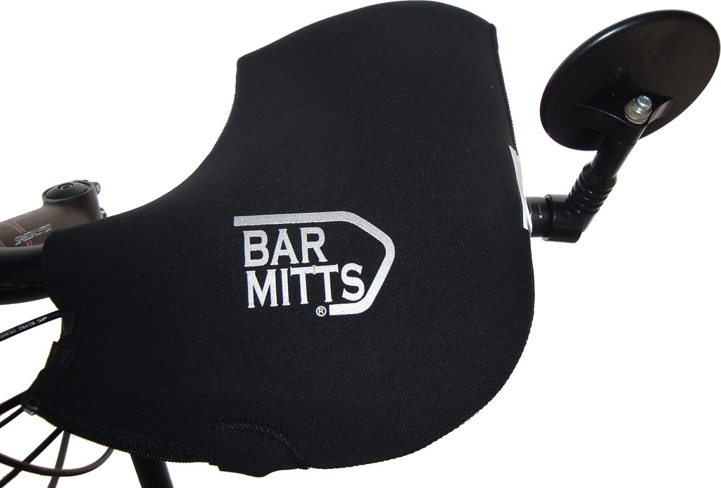Bar Mitts Cold Weather Mountain/Commuter Bike Neoprene Handlebar Mittens, Single Bar End Opening, Small/Medium, Black