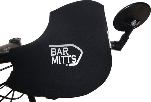 Bar Mitts Cold Weather Mountain/Commuter Bike Neoprene Handlebar Mittens, Single Bar End Opening, Small/Medium, Black