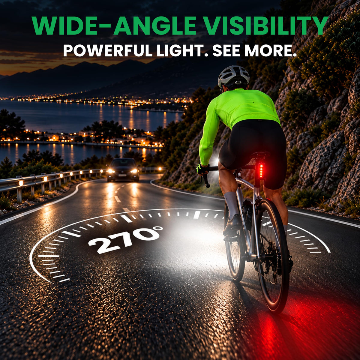 Bike Lights Front and Back for Night Riding, Rechargeable Bicycle Light Set