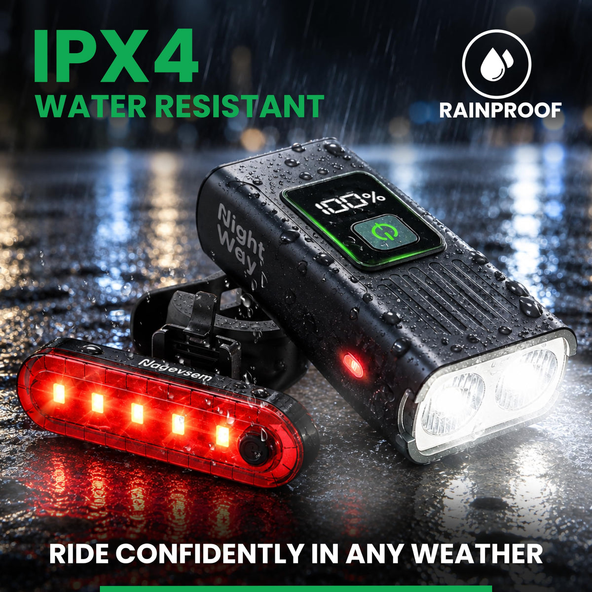 Bike Lights Front and Back for Night Riding, Rechargeable Bicycle Light Set