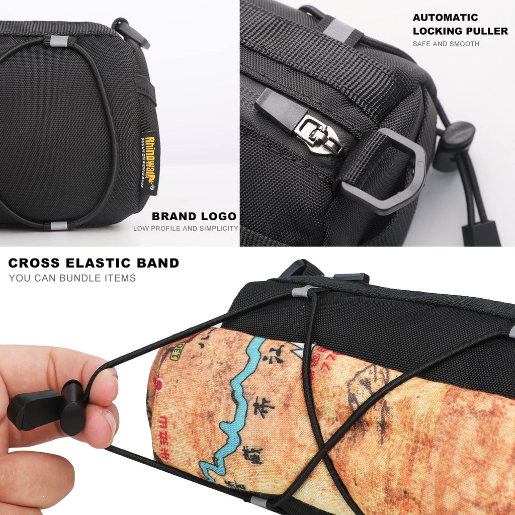 Rhinowalk Bike Handlebar Bag, Bicycle Front Bag Frame Storage Roll Bag Mountain Road Bikes Commuter Shoulder Bag Professional Cycling Accessories